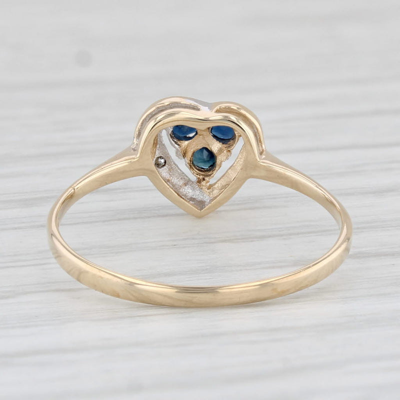 0.18ctw Blue Sapphire Cluster Heart Ring 10k White Gold Size 6 Diamond Accents