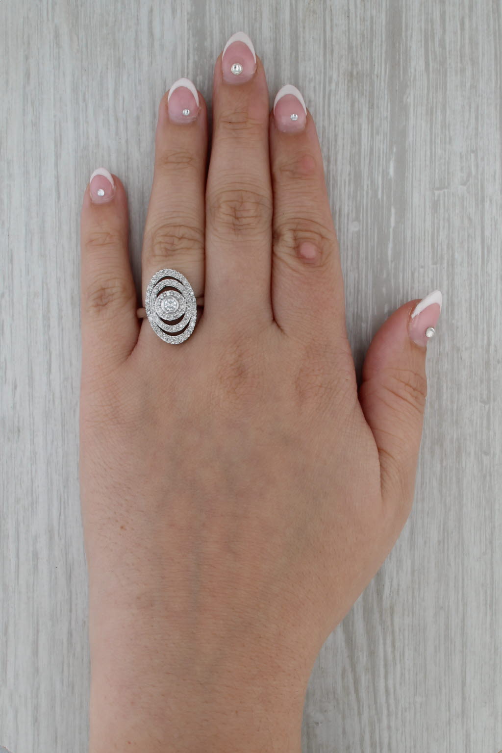 0.48ctw Diamond Halos Engagement Ring 14k White Gold Size 7.25