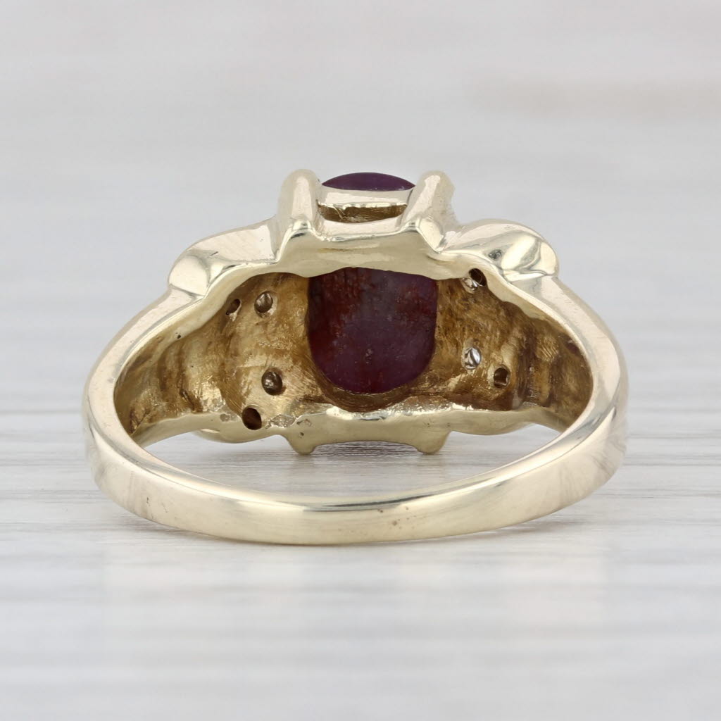 Purple Star Sapphire Diamond Ring 14k Yellow Gold Size 6 India Star Ruby