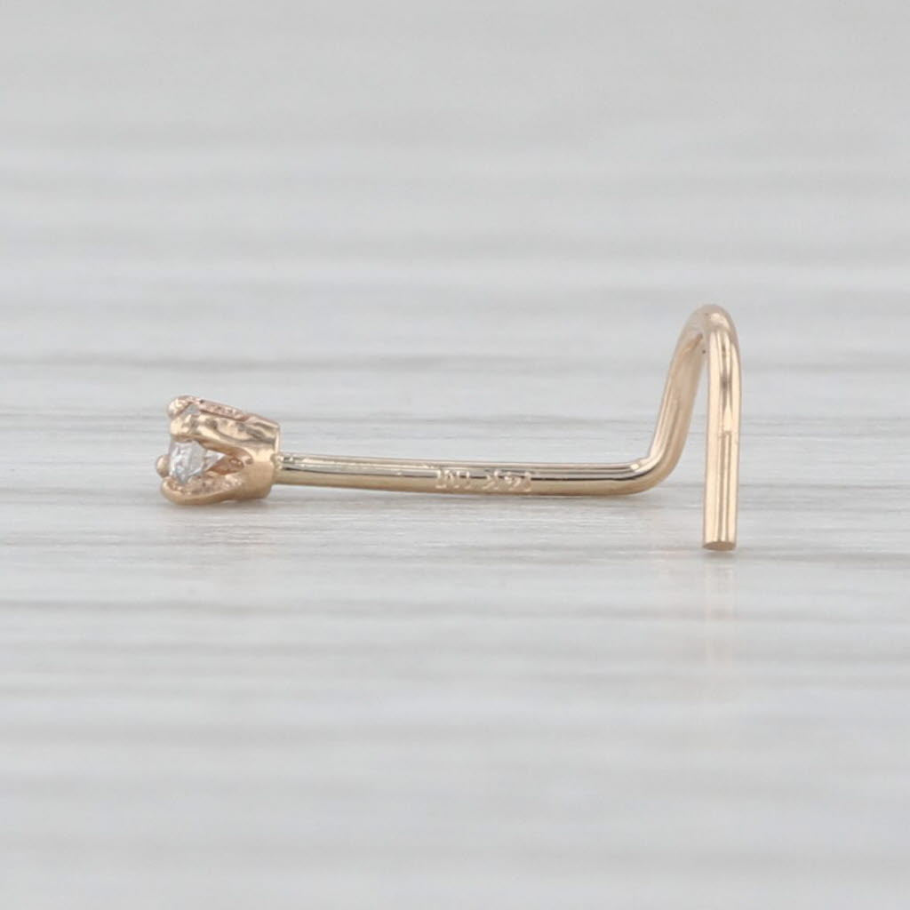 New Diamond Nose Piercing Stud 14k Yellow Gold Round Solitaire Curved Post