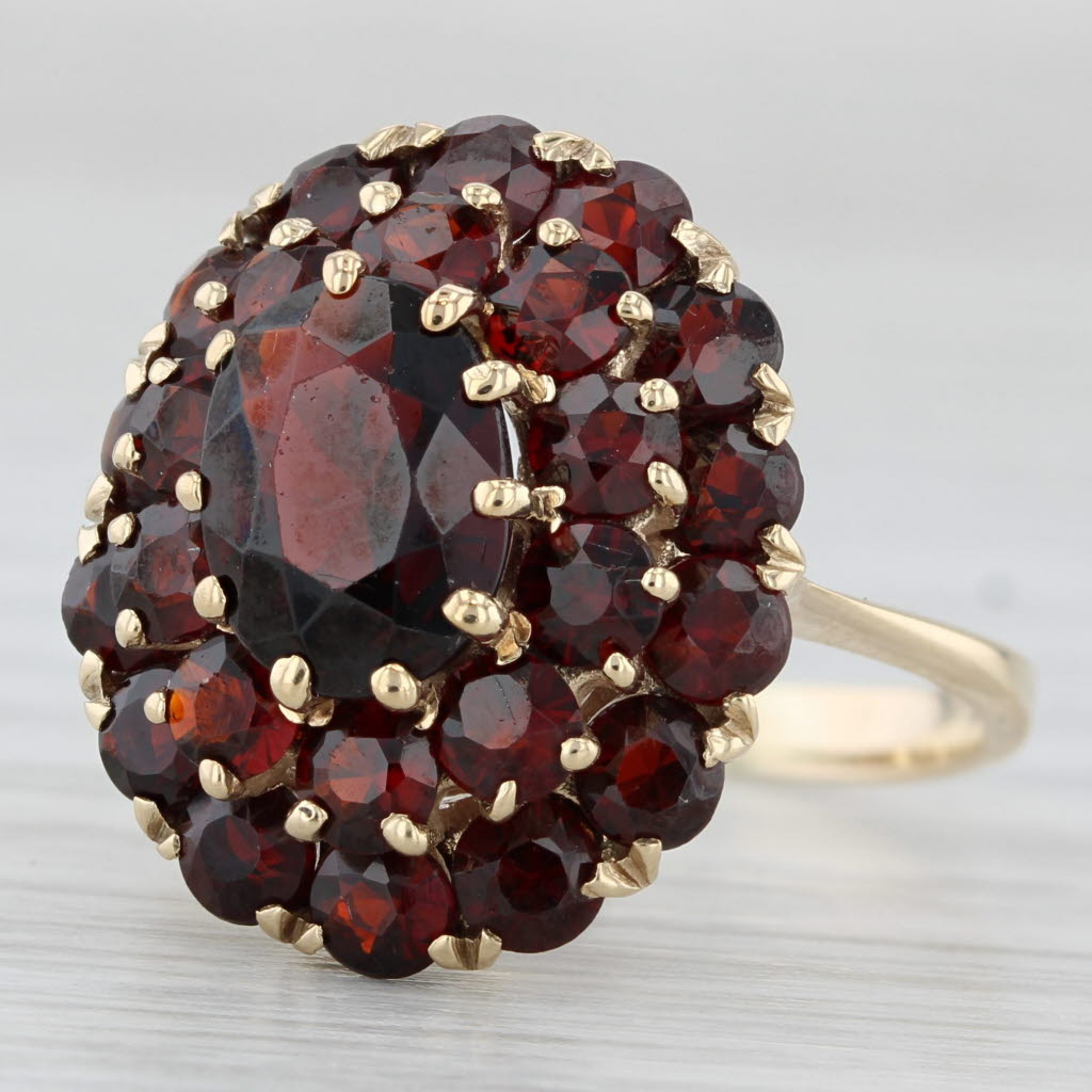 Dark Slate Gray 4.90ctw Garnet Cluster Ring 14k Yellow Gold Size 7.25 Cocktail