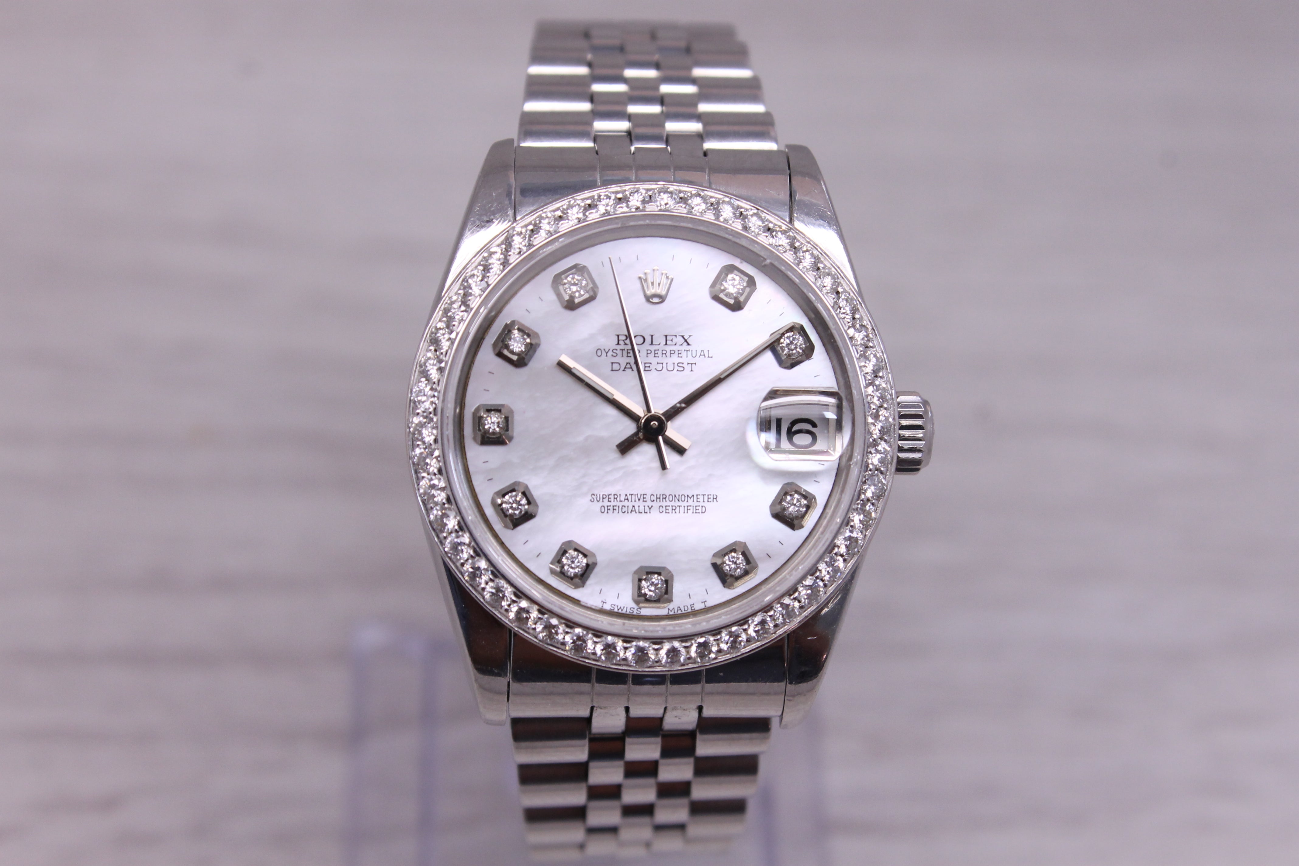 2002 Rolex Datejust 31mm Steel & Gold Ladies Watch ref.78240 Diamond Bezel
