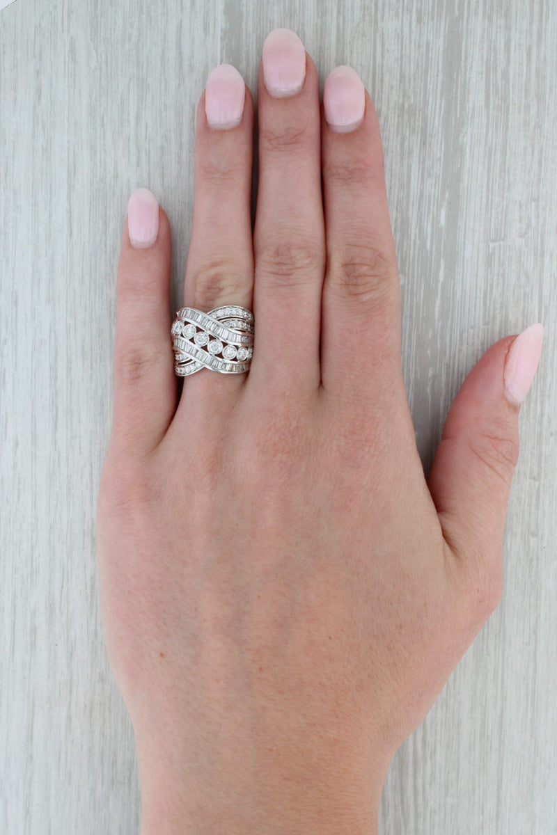 Dark Gray New 2.10ctw Diamond Overlay Ring 14k White Gold Size 7 Cocktail