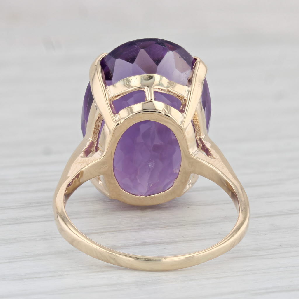 Light Gray 18ct Oval Amethyst Solitaire Ring 14k Yellow Gold Size 9 Cocktail