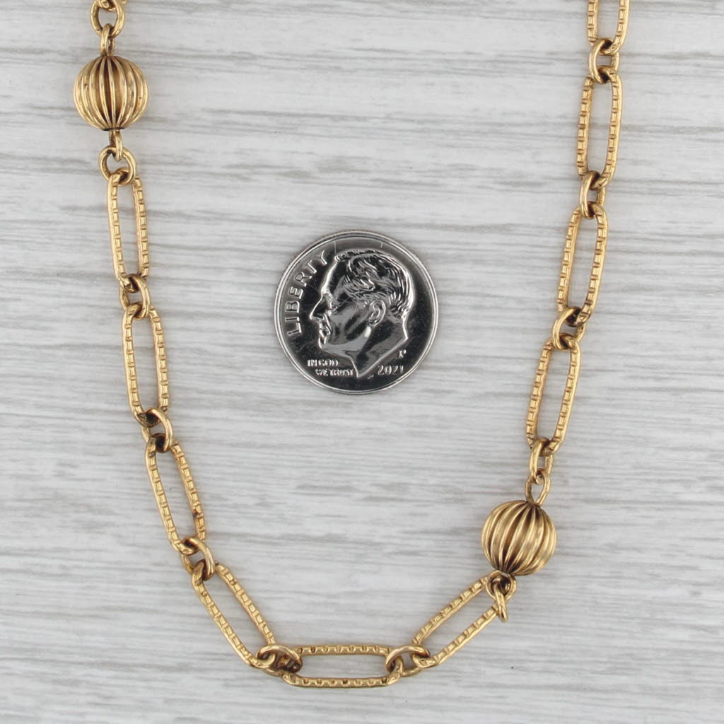 Vintage Bead Station Cable Chain Necklace 12k Gold Filled 31" Stackable AS IS