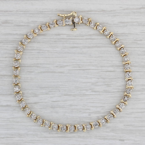 Gray 0.72ctw Diamond Tennis Bracelet 10k Yellow Gold 6.5" 4.1mm