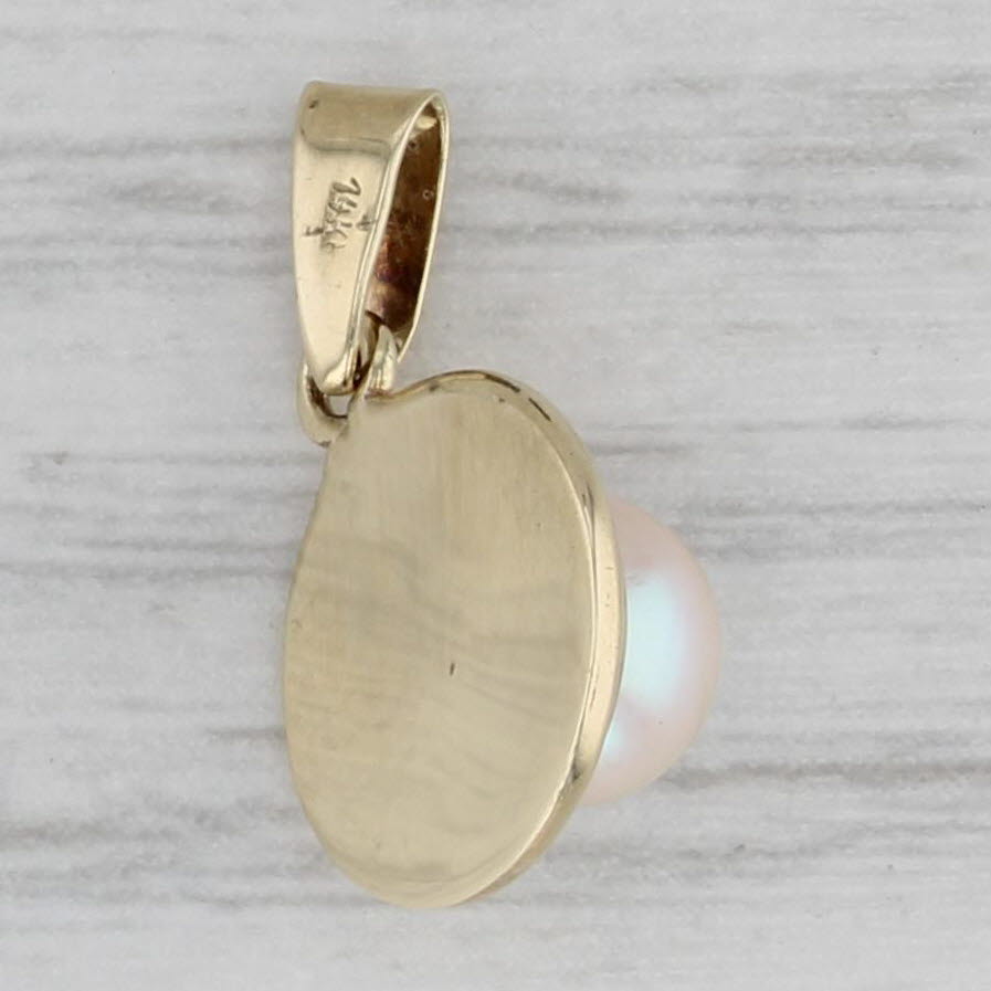 Gray Cultured Pearl Solitaire Pendant 14k Yellow Gold Small Drop