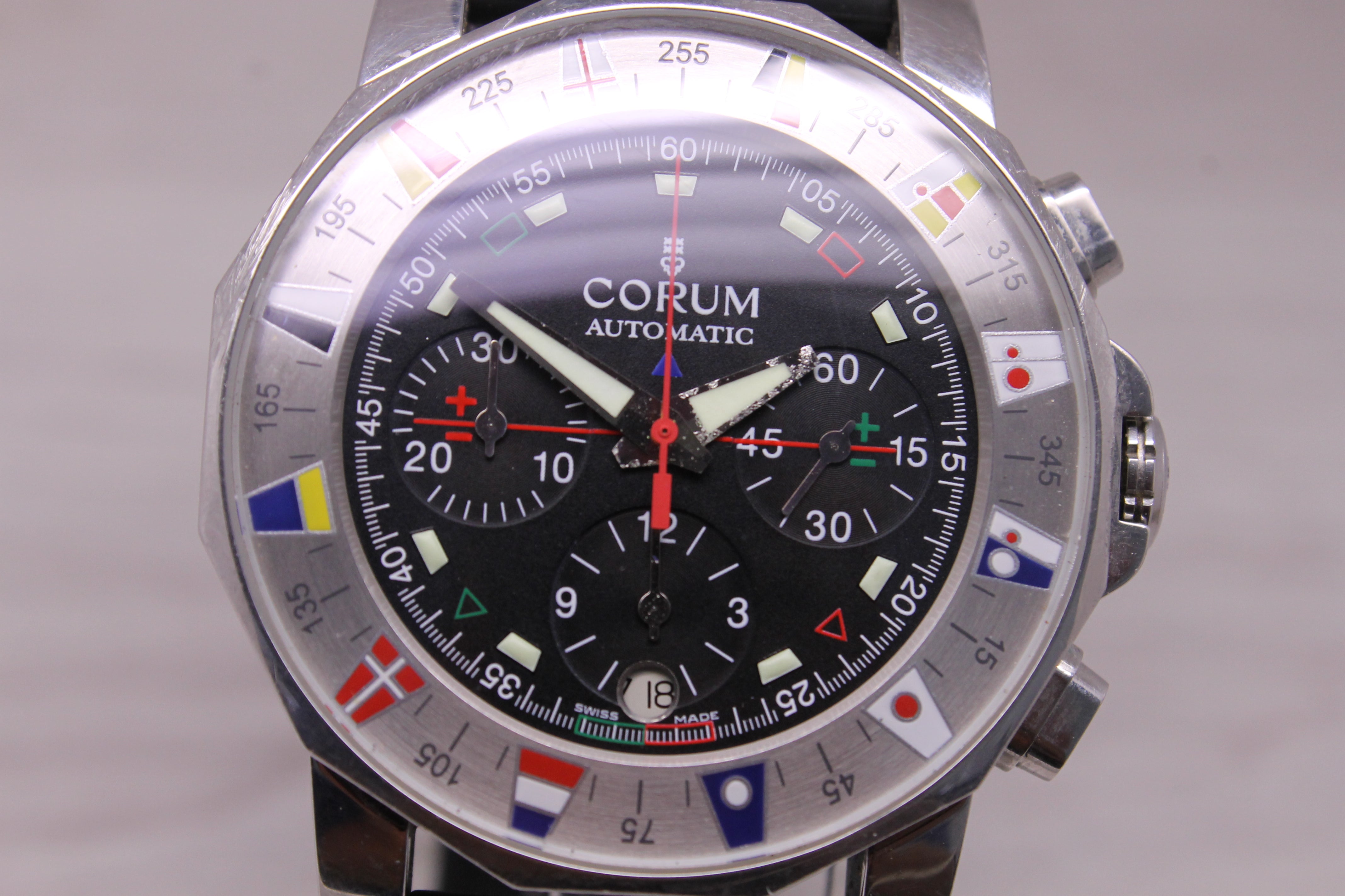 Corum Admirals Cup 285.630.20 Mens Steel 44mm Automatic Chronograph Watch