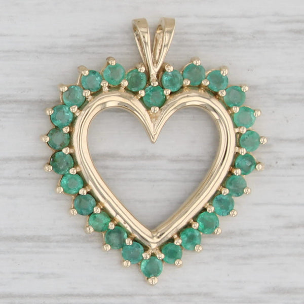 Gray 1ctw Emerald Framed Open Heart Pendant 10k Yellow Gold