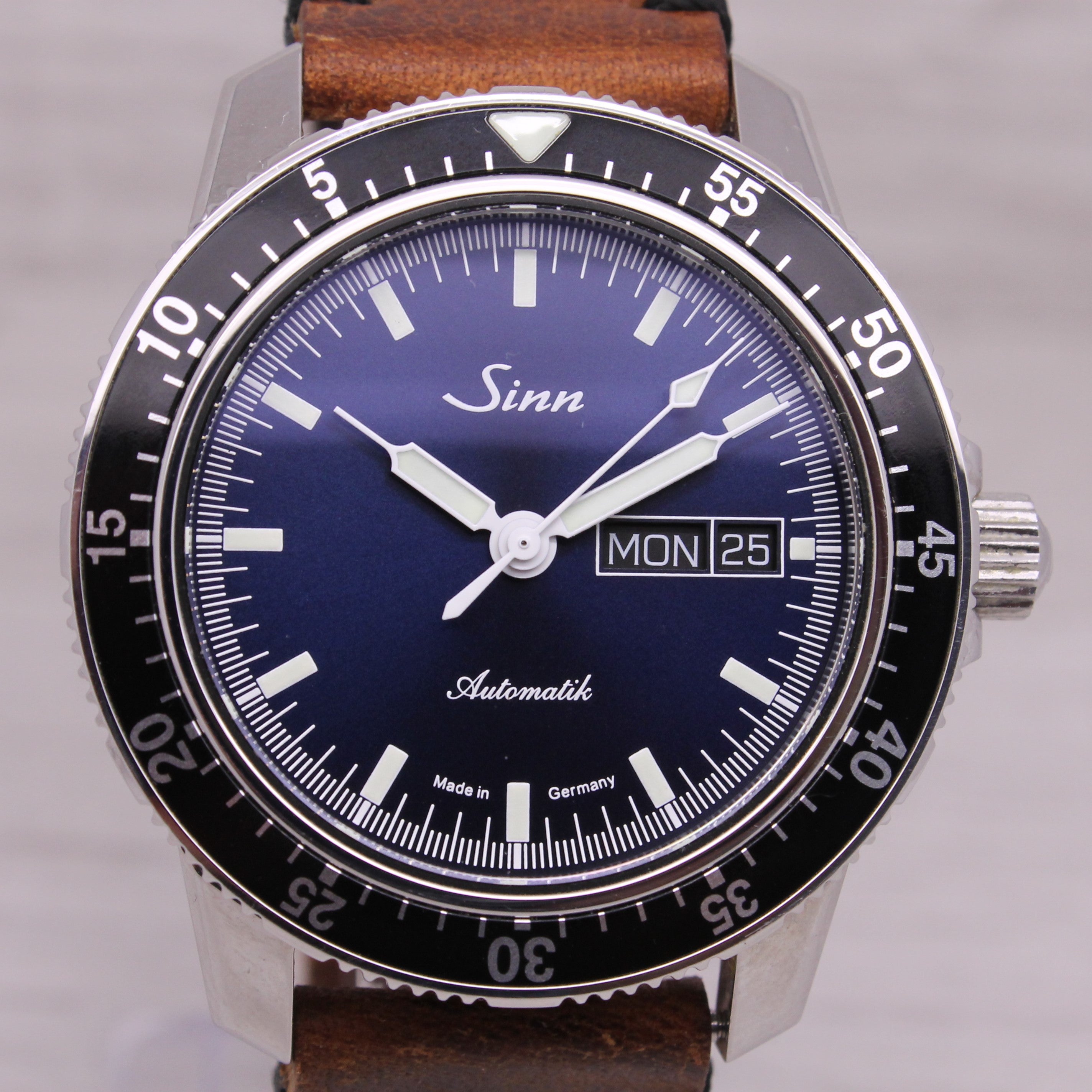 Gray Sinn 104 ST SA B 41mm Steel Mens Automatic Watch Sunburst Blue w Box & Strap