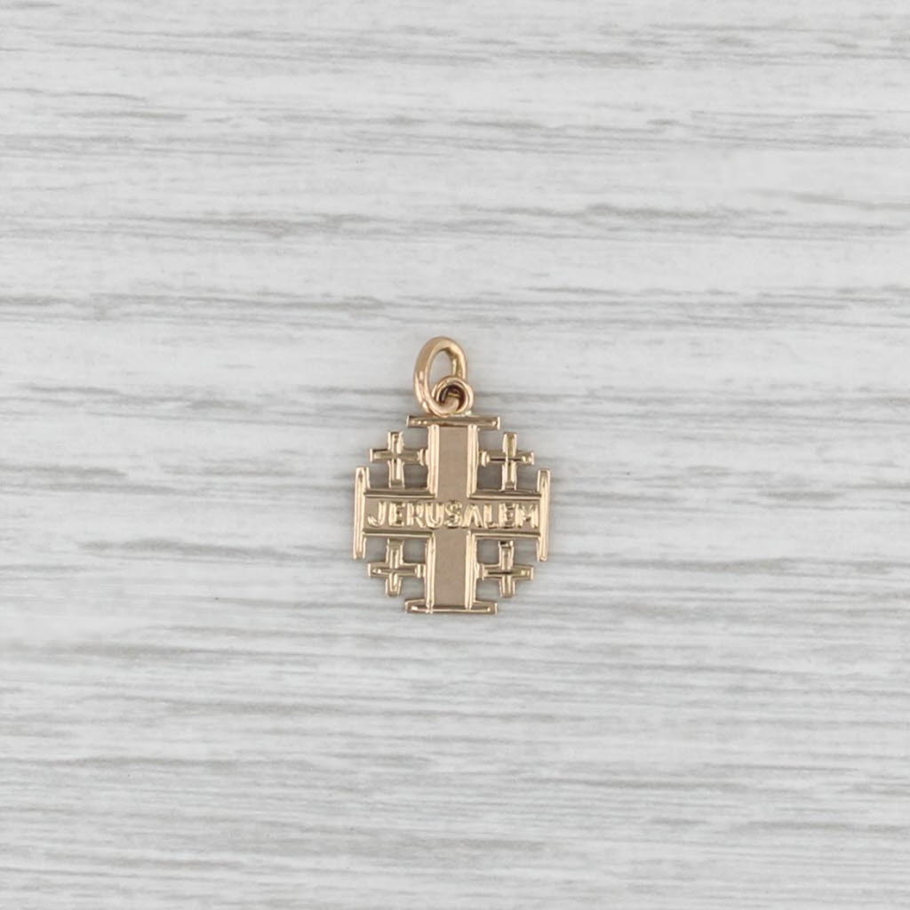Cross of Jerusalem Pendant 18k Yellow Gold Charm Egyptian Hallmarks