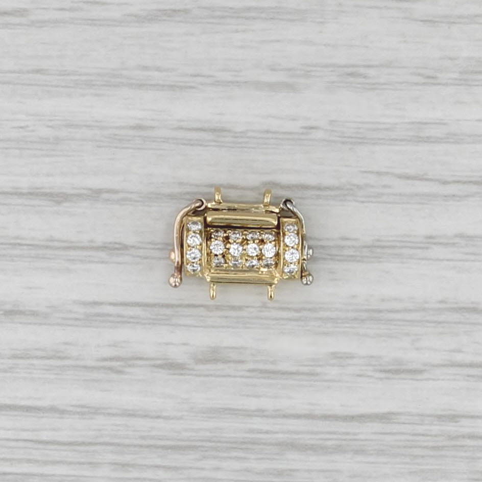 0.19ctw Diamond Box Clasp 18k Yellow Gold Jewelry Making Findings