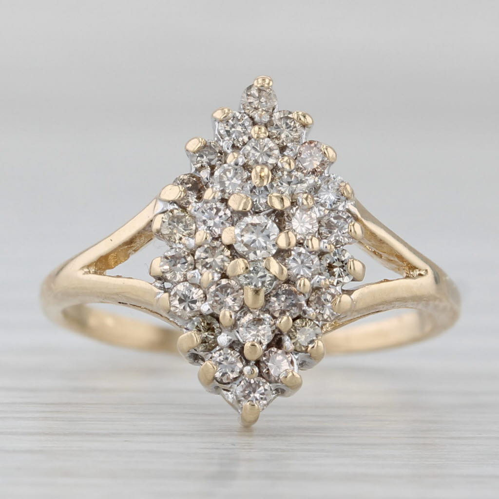 Gray 0.44ctw Diamond Cluster Ring 10k Yellow Gold Size 5