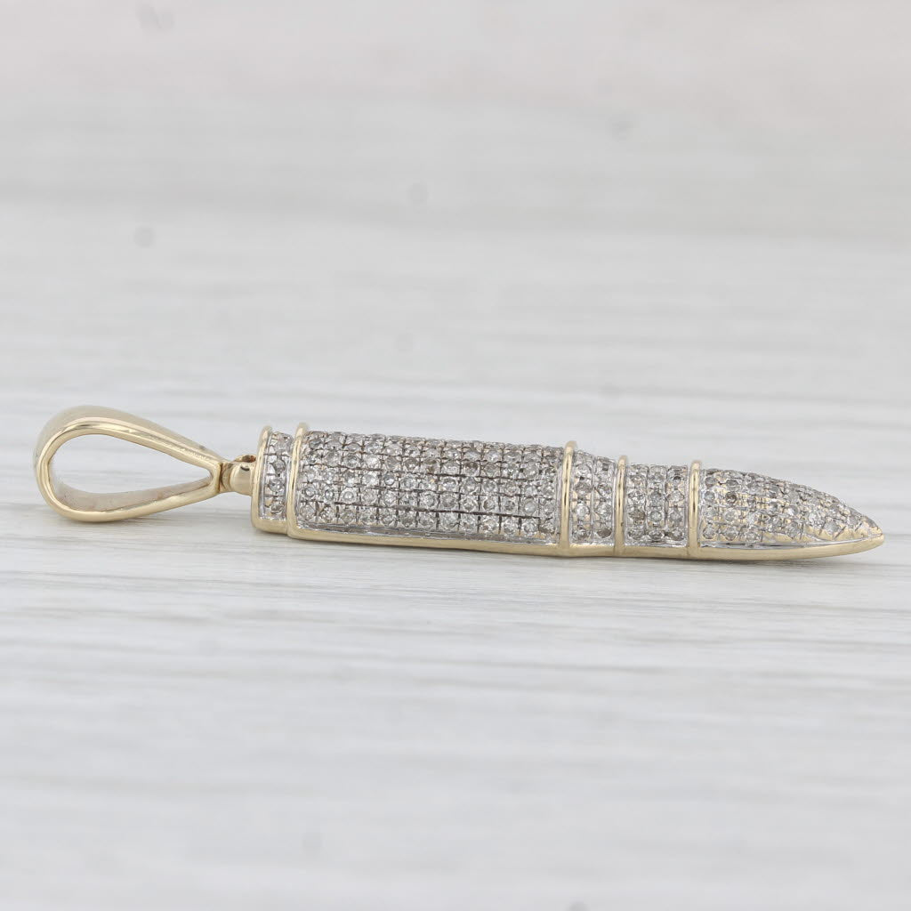 Light Gray 0.48ctw Diamond Bullet Pendant 10k Yellow Gold Statement