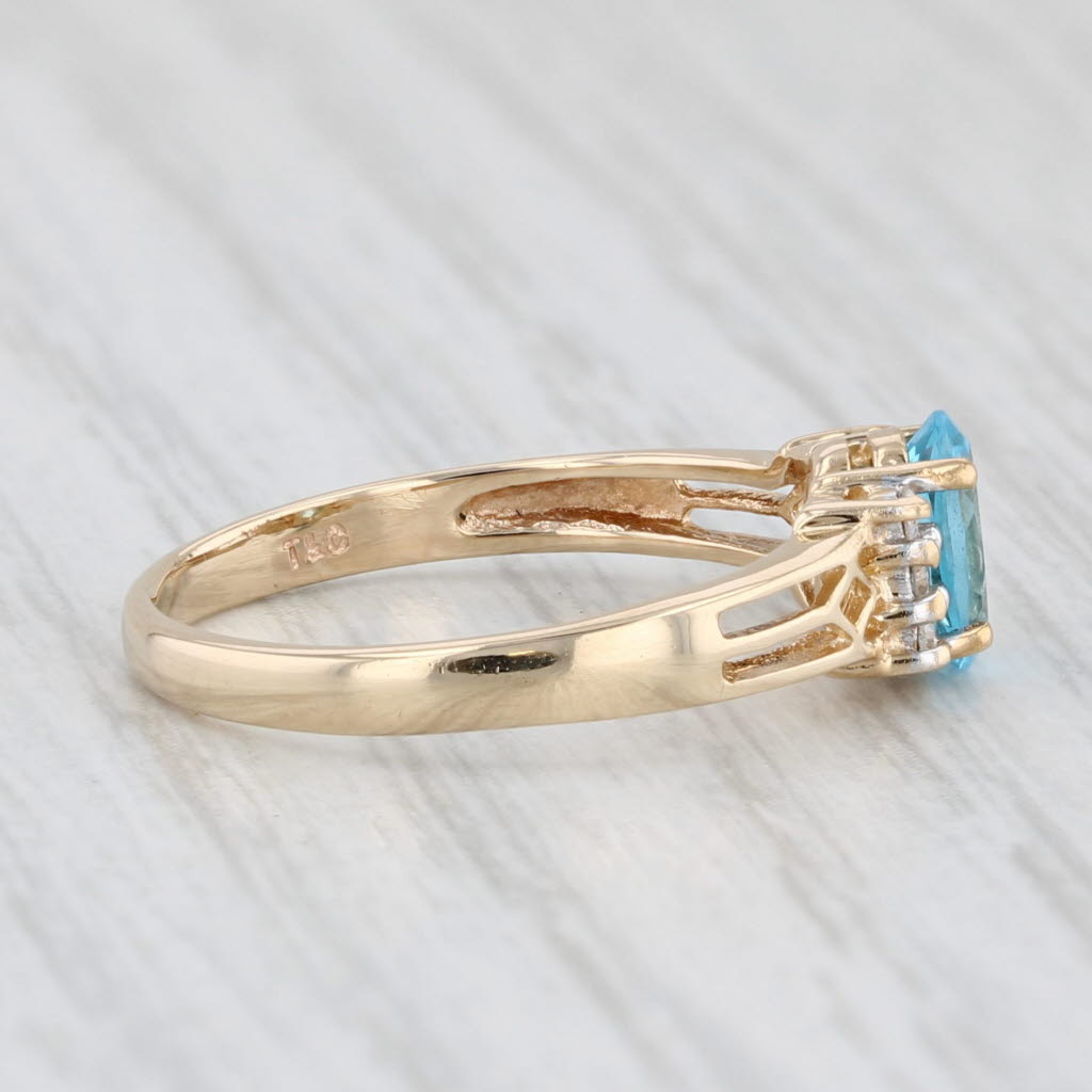 Light Gray Town & Country 0.59ctw Blue Topaz Diamond Ring 10k Yellow Gold Size 5.25