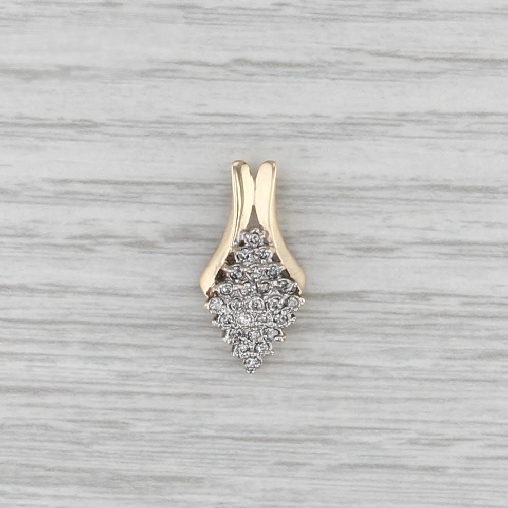 0.23ctw Diamond Cluster Pendant 14k Yellow Gold Small Drop
