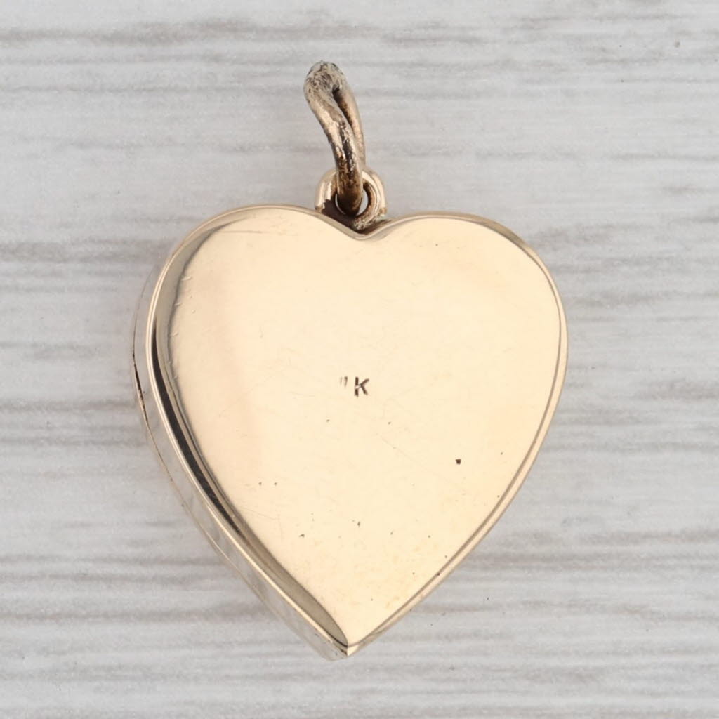 Light Gray Vintage Heart with Ring Trinket Box Charm 14k Gold Bridal Gift Pendant