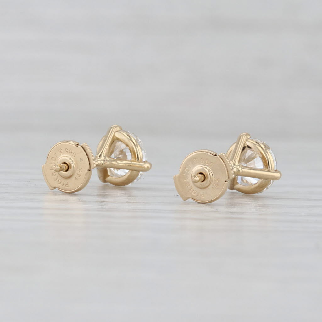 New 2ctw Lab Grown Diamond Stud Earrings 14k Gold IGI Round VVS1-VS2 D-E Studs