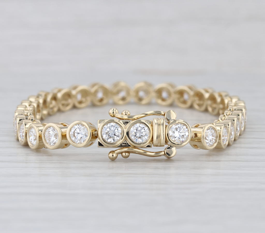 New 8.37ctw Lab Grown Diamond Tennis Bracelet 14k Yellow Gold 6.75" 5.7mm