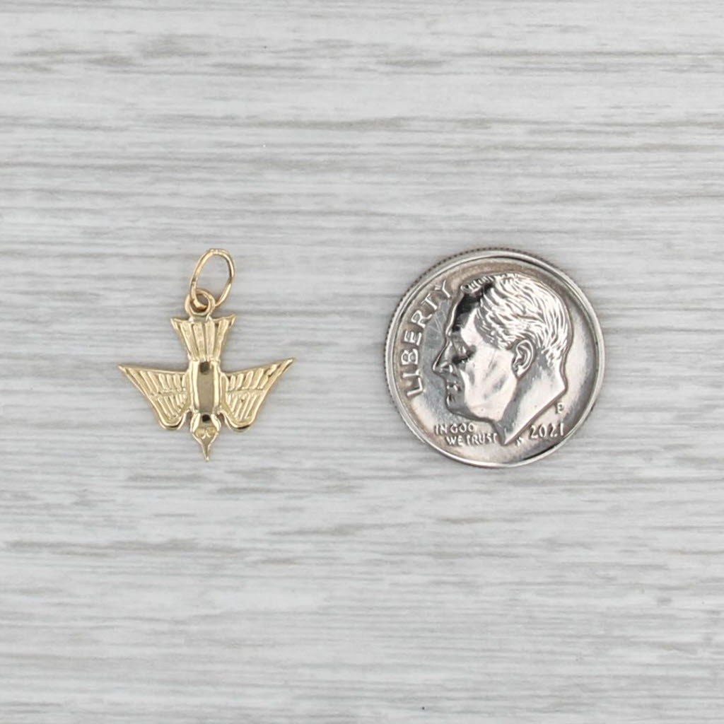 Small Flying Bird Pendant 18k Yellow Gold Little Charm