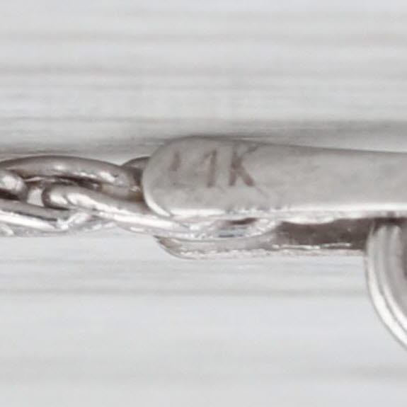 Cultured Black Pearl Diamond Pendant Necklace 14k White Gold 18" Wheat Chain