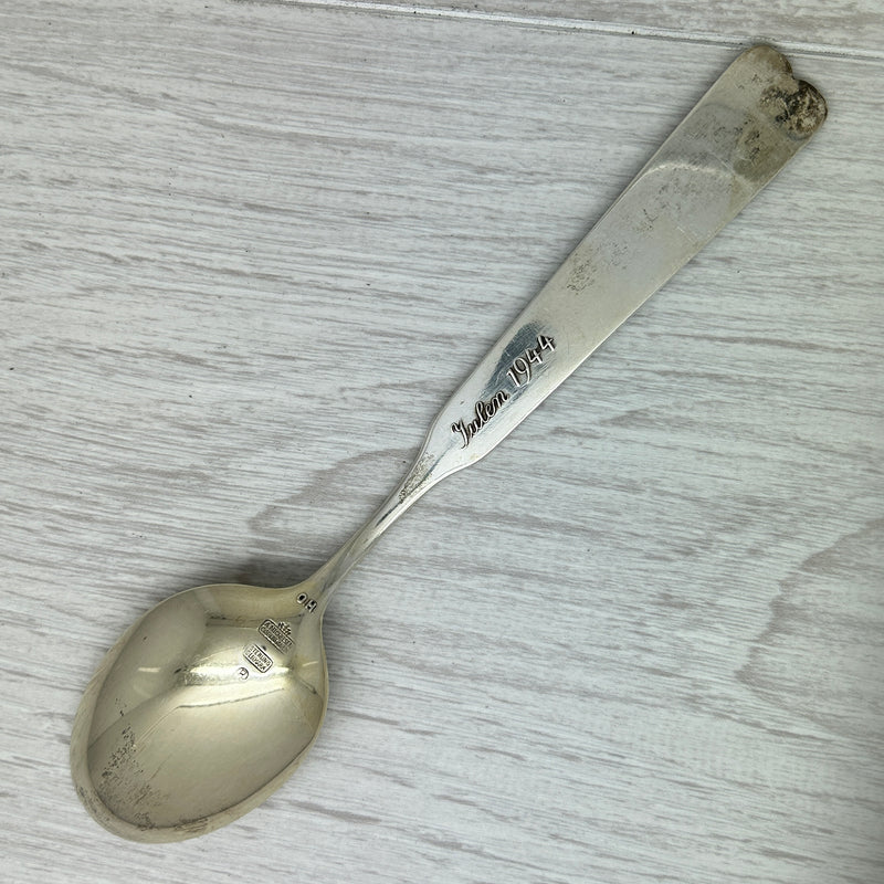 Dark Gray Vintage 1944 Anton Michelsen Sterling Silver Enamel Christmas Spoon Denmark