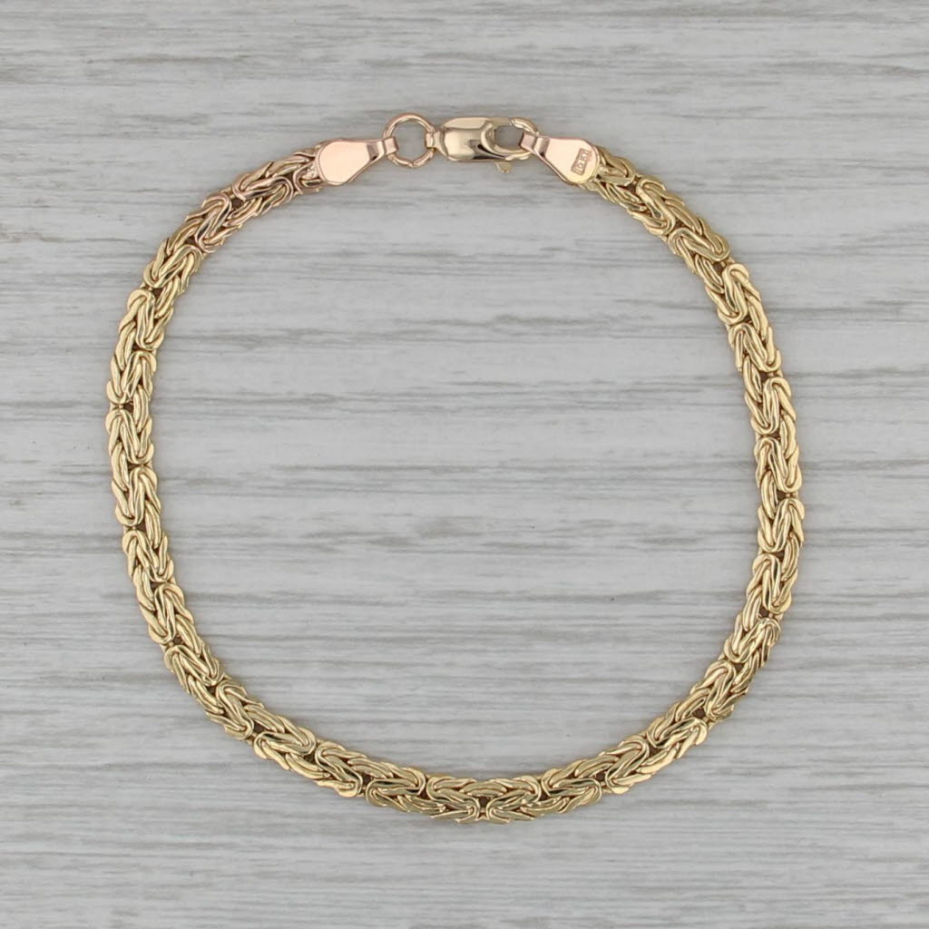 7" 4mm Byzantine Bracelet 14k Yellow Gold Italian