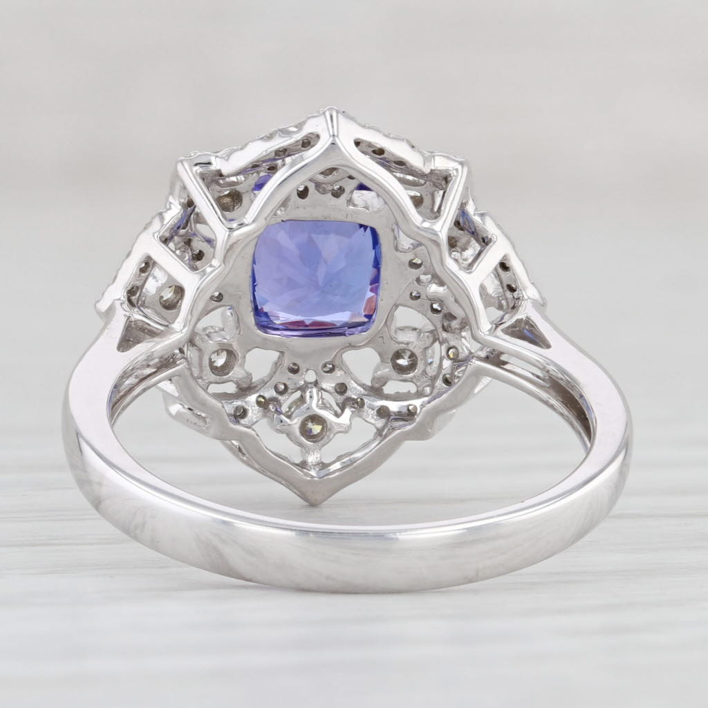 Light Gray New 1.86ctw Tanzanite Diamond Halo Ring 14k White Gold Size 7.25 Engagement