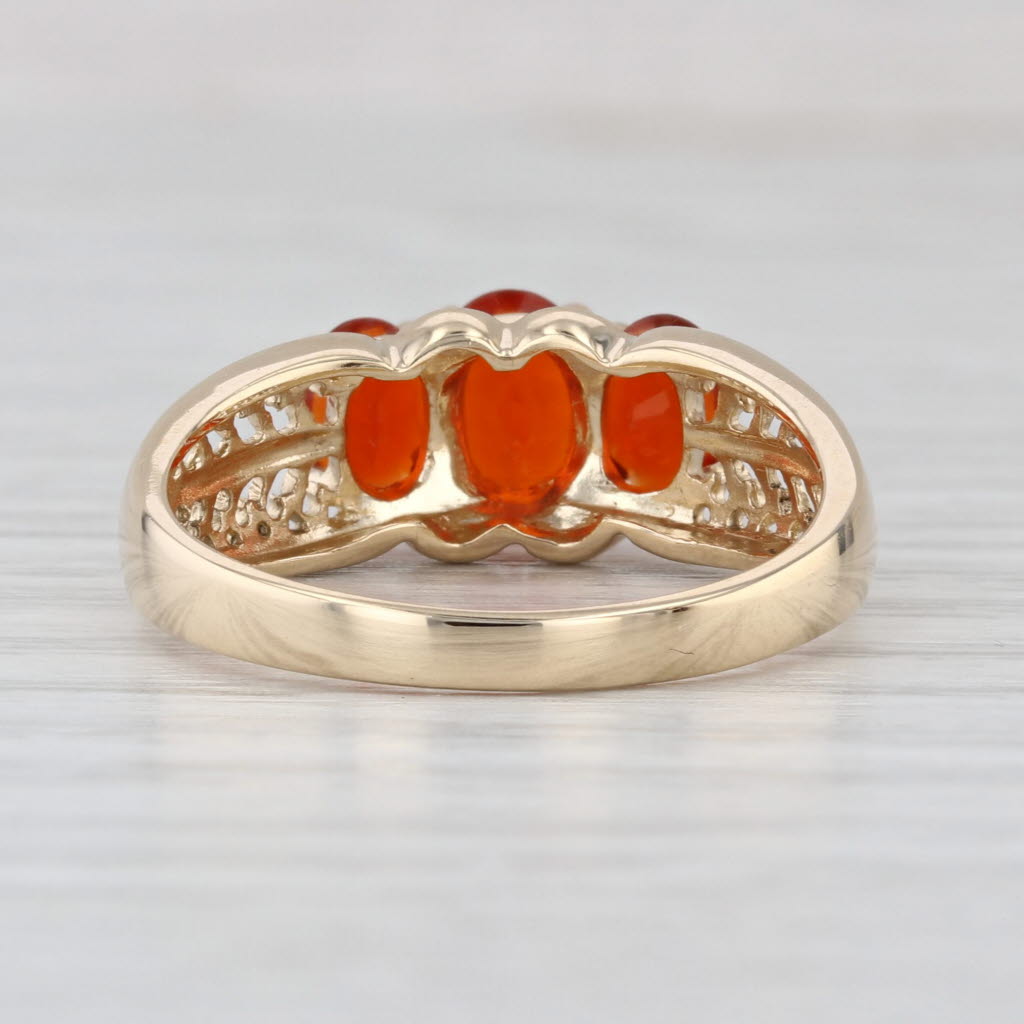1.06ctw Mexican Fire Opal 3-Stone Ring 14k Yellow Gold Size 9