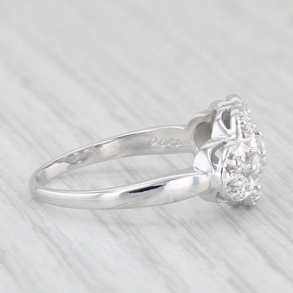 Light Gray Vintage 0.18ctw Diamond Princess Ring 14k White Gold Size 6.25