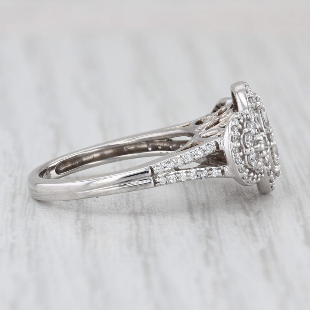 0.85ctw Diamond Cluster Halo Engagement Cocktail Ring 10k White Gold Size 7