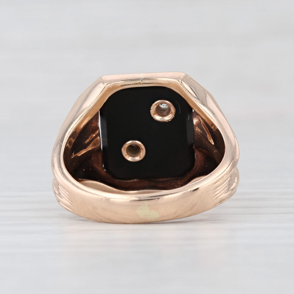 Onyx Diamond Signet Masonic Ring 14k Gold Blue Lodge Square Compass Church Co