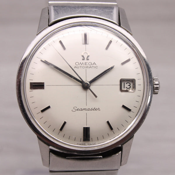 Vintage 1966 Omega Seamaster 34mm Men Automatic Watch 166.002 560 Crosshair Dial