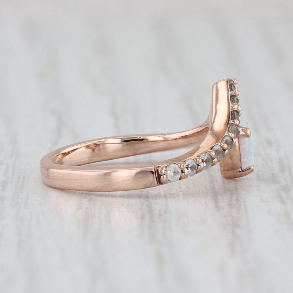 Lab Created Opal Sapphire Contoured Ring 10k Rose Gold Size 4