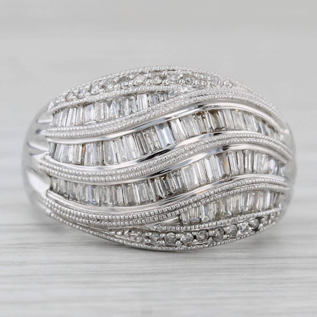 Gray 1.56ctw Diamond Curved Channel Set Ring 14k White Gold Size 7.25