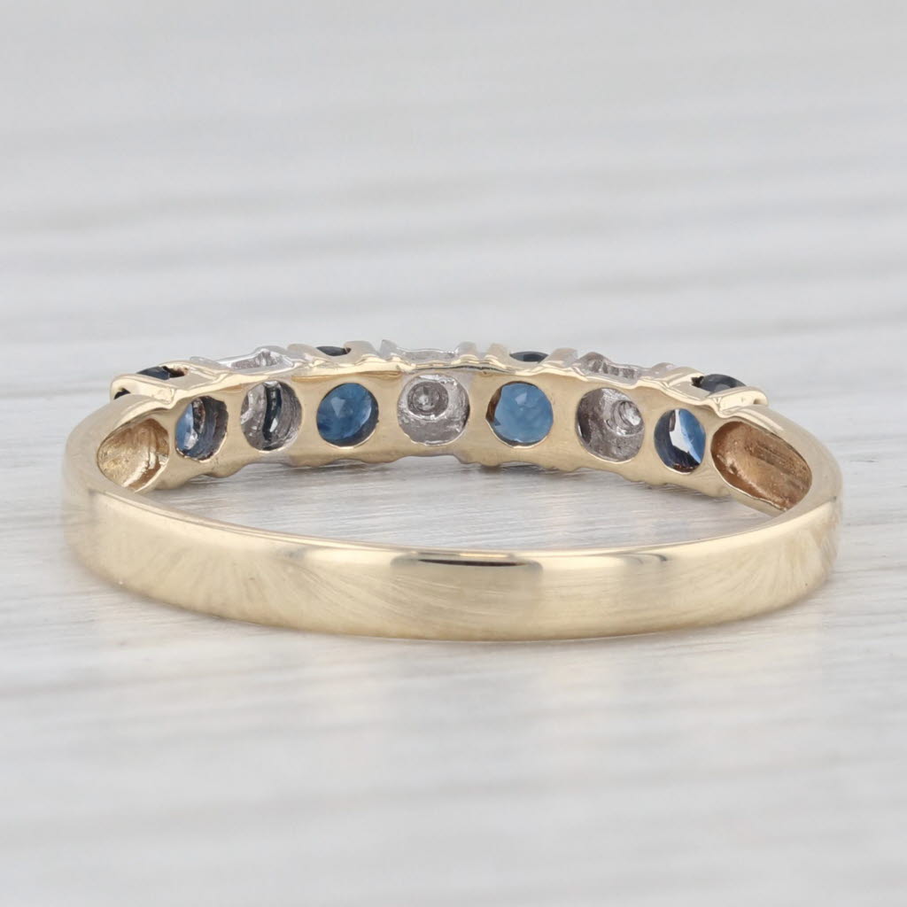 Light Gray 0.34ctw Blue Sapphire Diamond Ring 10k Yellow Gold Size 6 Stackable Wedding Band