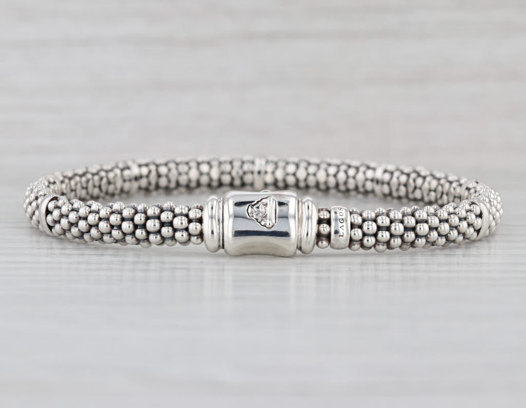Lagos Signature Caviar Station Bracelet 8" L Sterling Silver 6mm