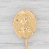Light Gray Antique Diamond Figural Stickpin 18k Top 12k Pin Yellow Gold