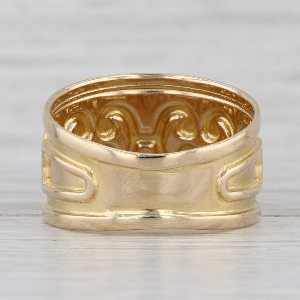 Vintage Patterned Tapering Band Ring 14k Yellow Gold Made in France