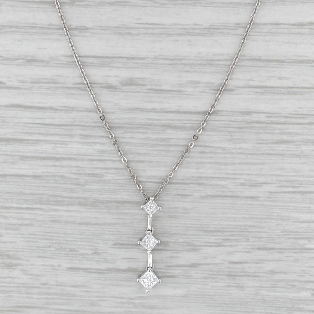 0.43ctw Diamond 3-Stone Journey Pendant Necklace 14k White Gold 16.75"