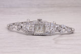 Vintage Ladies Platinum & 14k Gold Diamond Deco Cocktail Dress Watch 1.60ctw