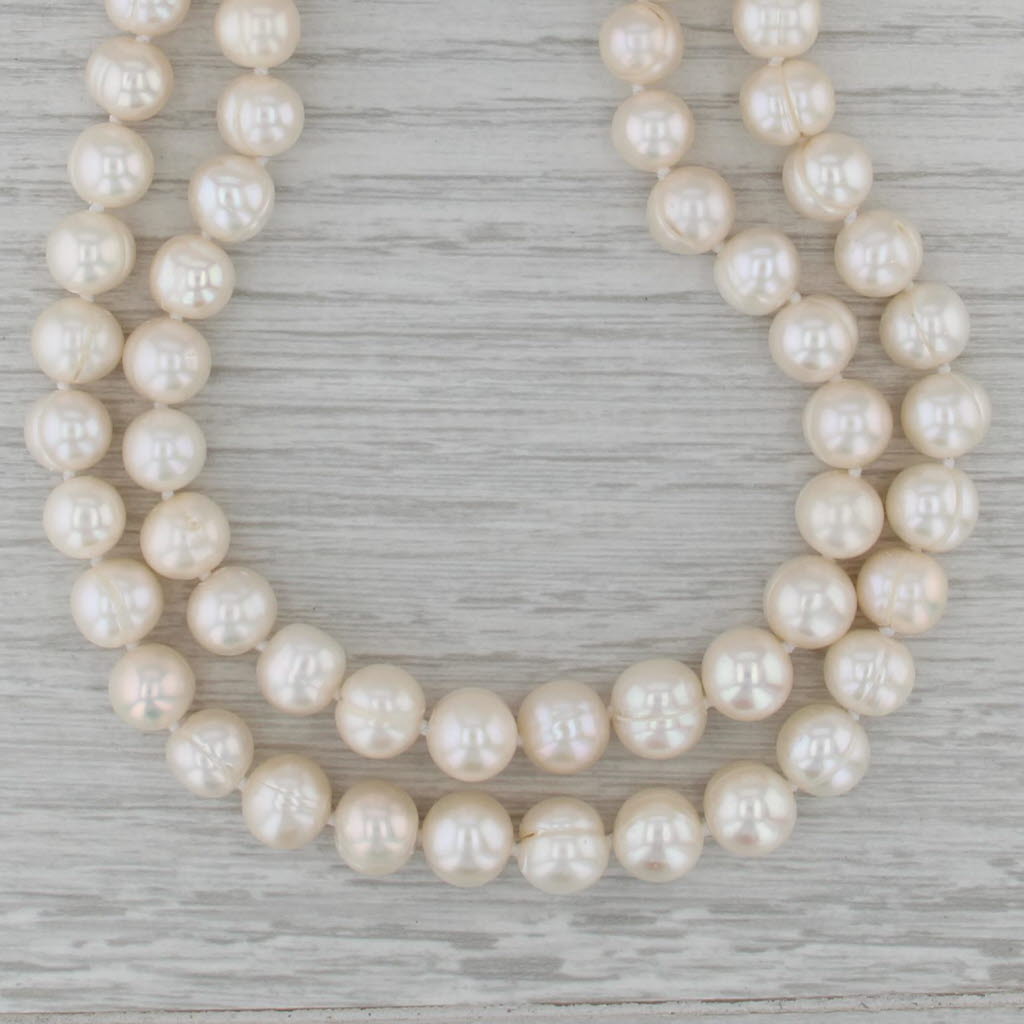 15.5" Double Strand Pearl Bead Necklace 14k Gold Clasp