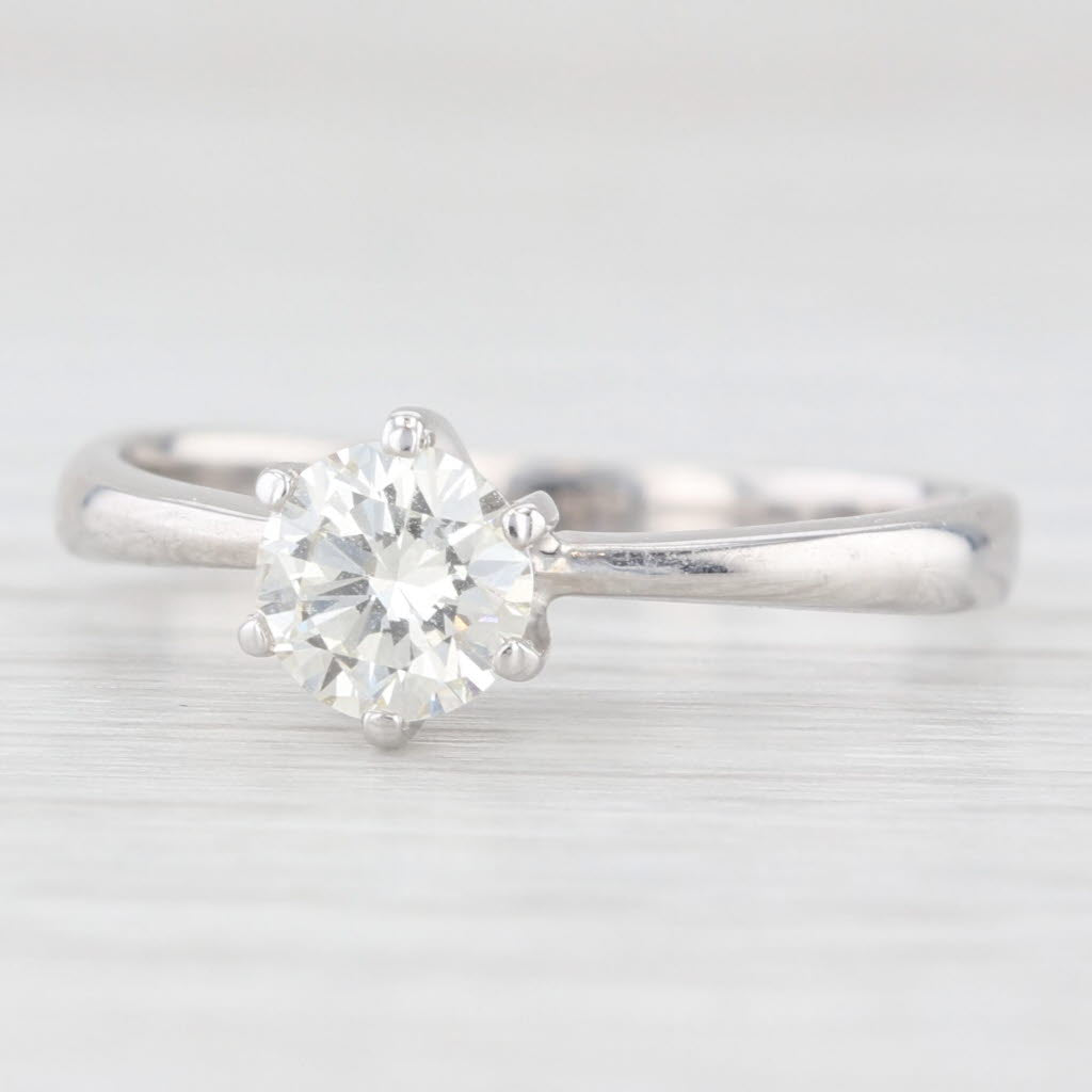 Light Gray 0.65ct Round Diamond Solitaire Engagement Ring 14k White Gold Size 8.25