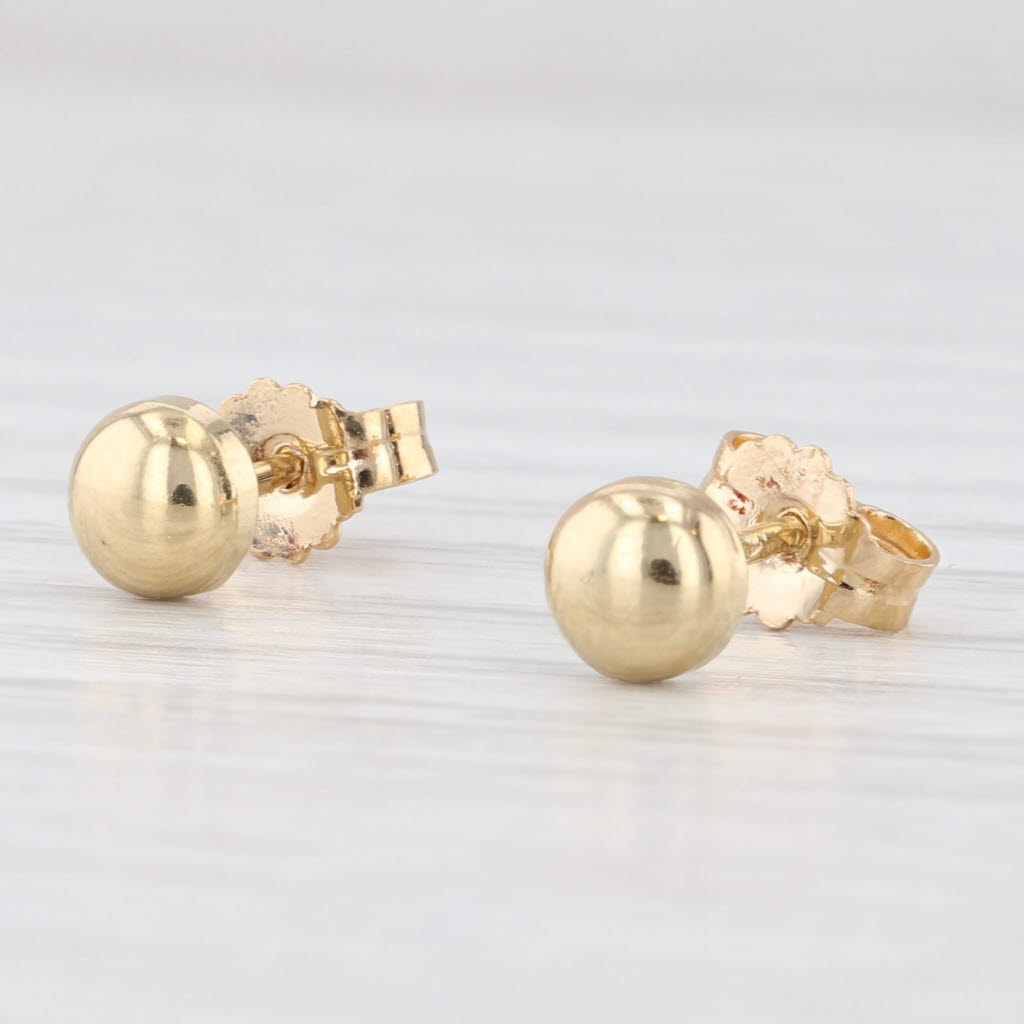 Light Gray Small Round Gold Stud Earrings 18k Yellow Gold