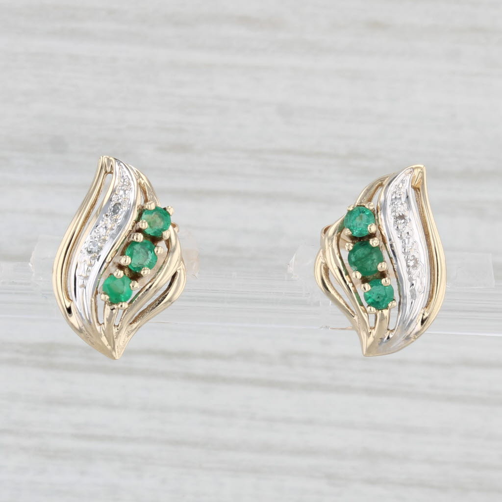 Light Gray 0.28ctw Emerald Diamond Stud Earrings 14k Yellow Gold