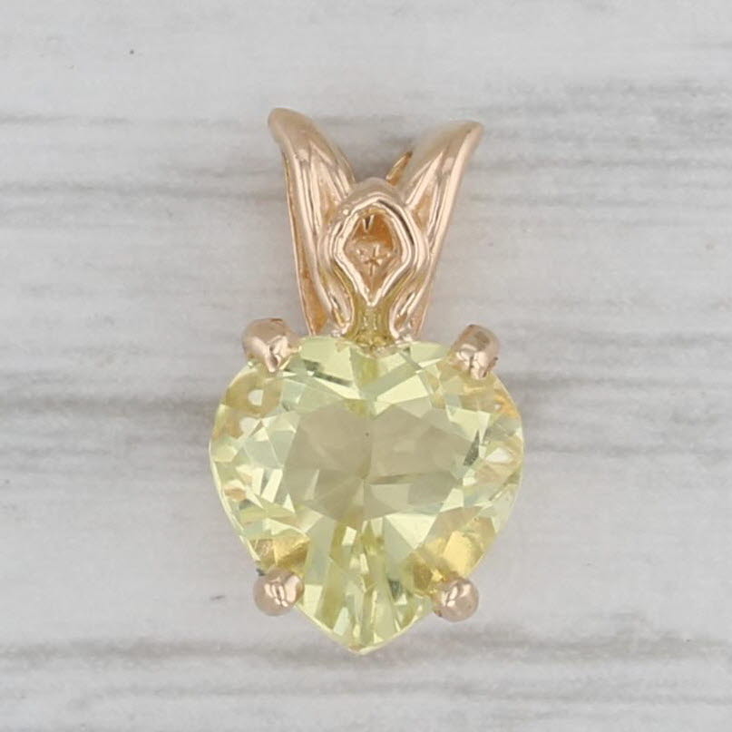 Gray 1.18ct Yellow Quartz Heart Pendant 14k Yellow Gold Small Solitaire Drop