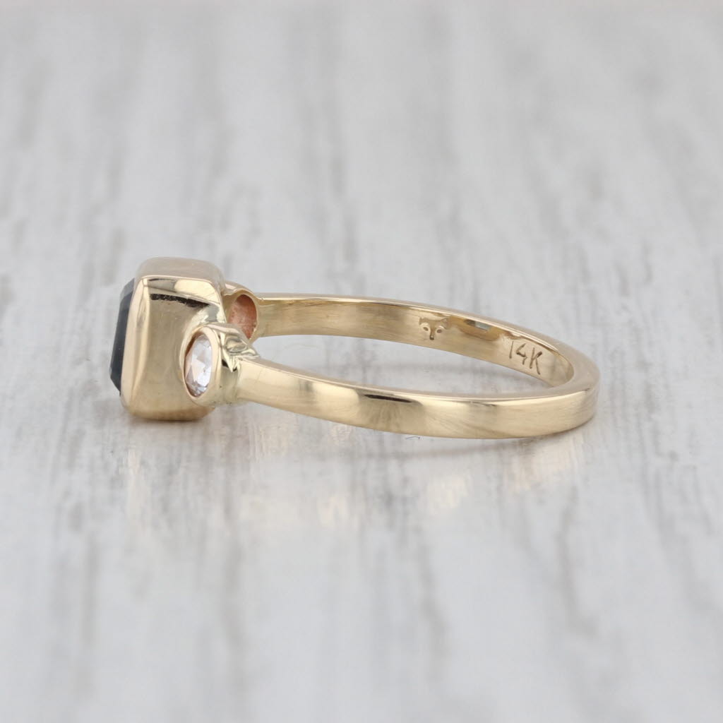 1ctw Blue Sapphire Diamond Ring 14k Yellow Gold Size 5.5