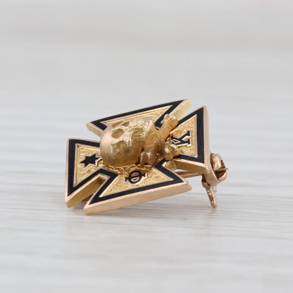 Mini Sigma Phi Kappa Skull Cross Pin 10k Gold 1928 Greek Fraternity Badge