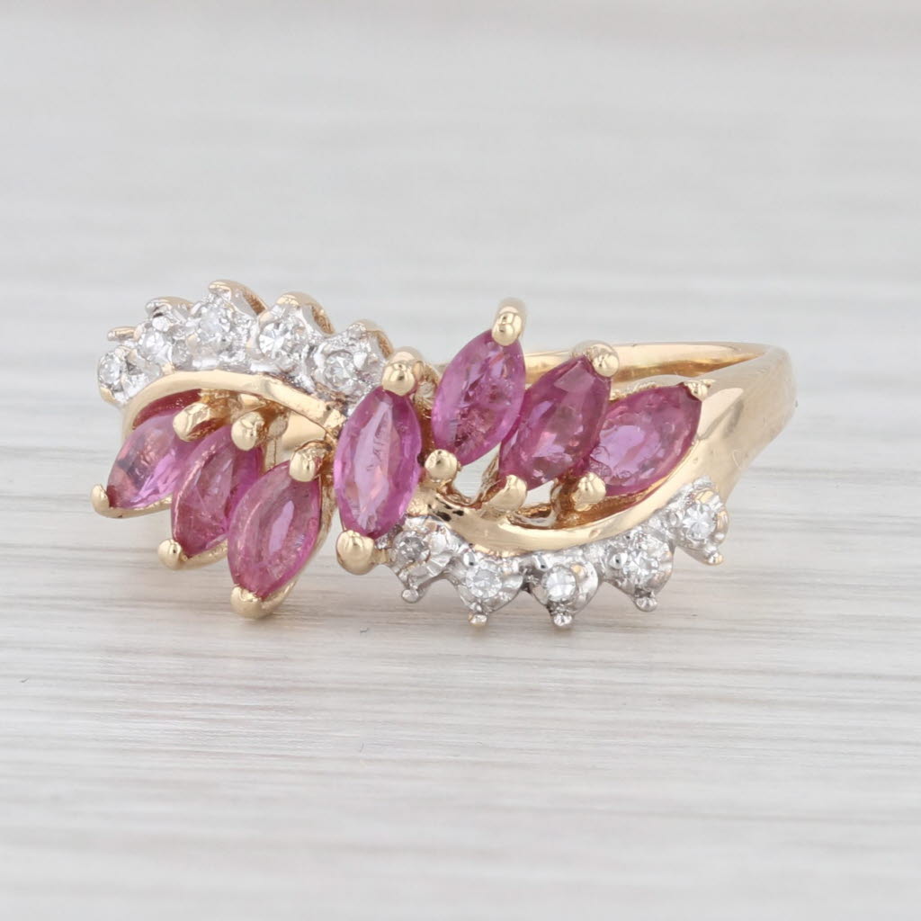 Light Gray 1.23ctw Ruby Diamond Cluster Ring 14k Yellow Gold Size 8