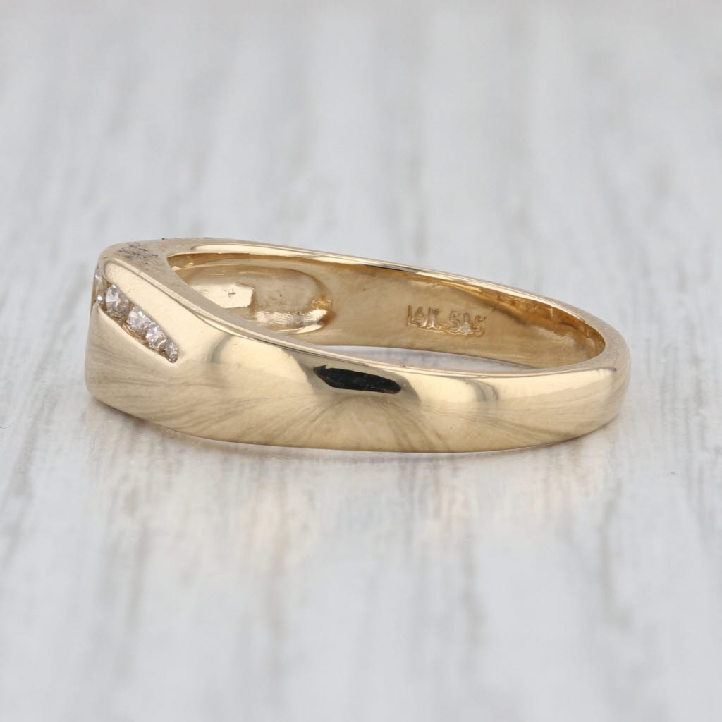 0.30ctw Beveled Diamond Ring 14k Yellow Gold Size 10.25 Men's Wedding Band
